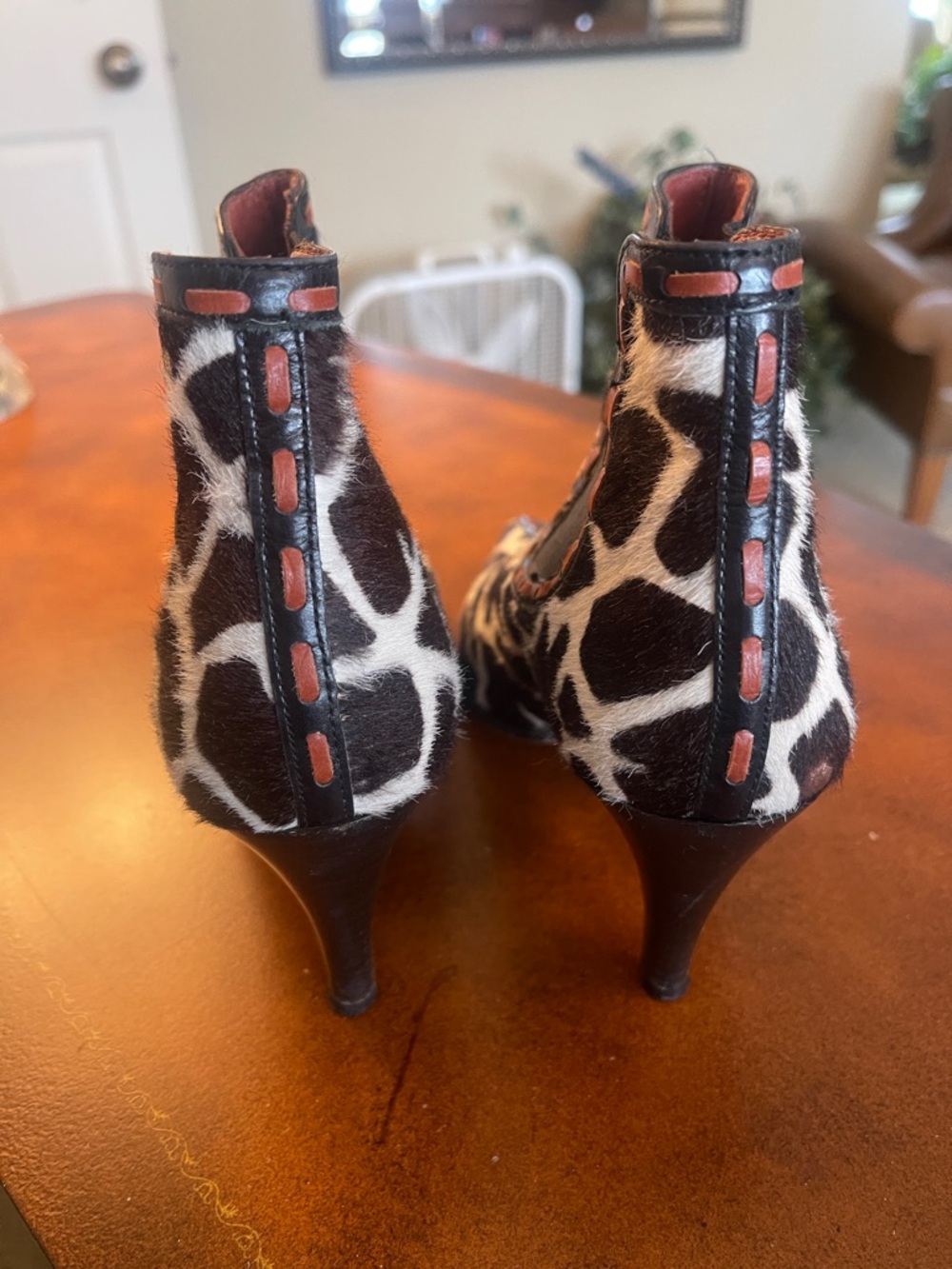 Donald J. Pliner Black & White Giraffe Print Pointed Ankle Boots - Picture 4 of 4